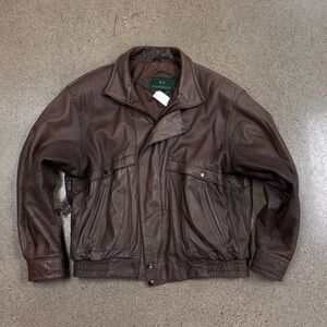 Men's Brown Leather Bomber Jacket